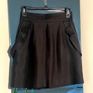 Sandro black mini skirt with ruffled pockets, micro mini, size 0